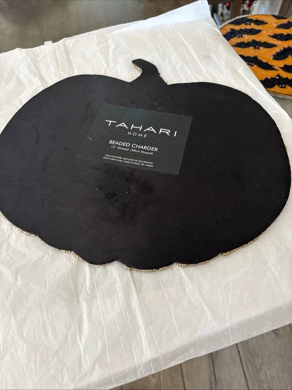 Beaded Black & Gold Pumpkin Placemat